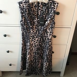 DKNY Sleeveless Fit & Flare Leopard Dress Sz 4